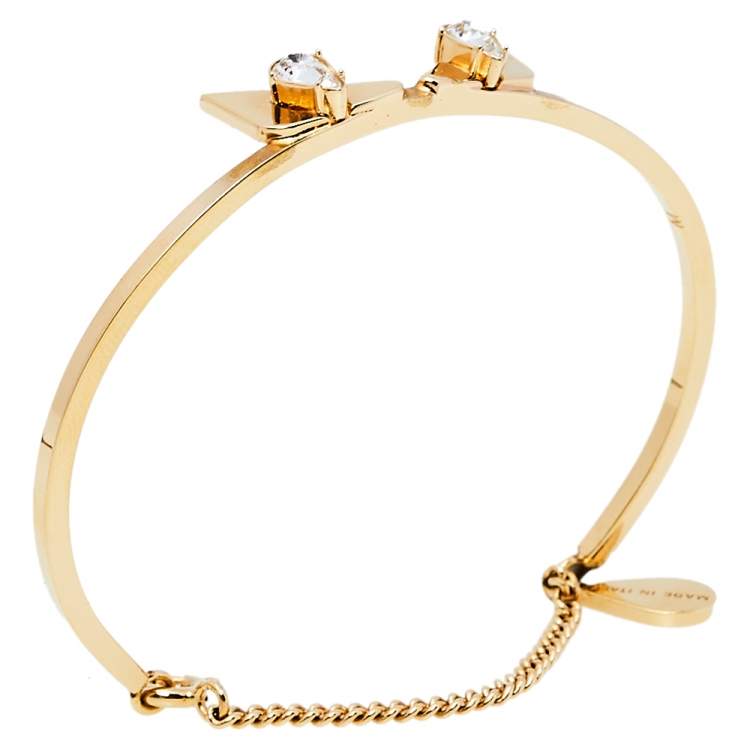 Pre Owned Fendi Monster Eyes Crystal Gold Tone Bracelet M