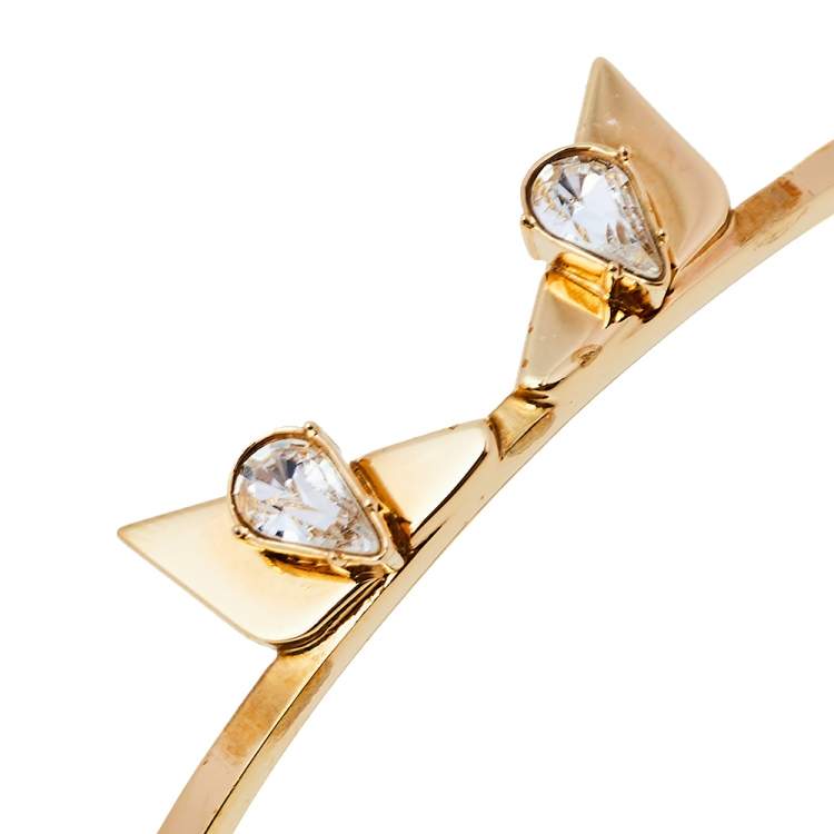 Pre Owned Fendi Monster Eyes Crystal Gold Tone Bracelet M