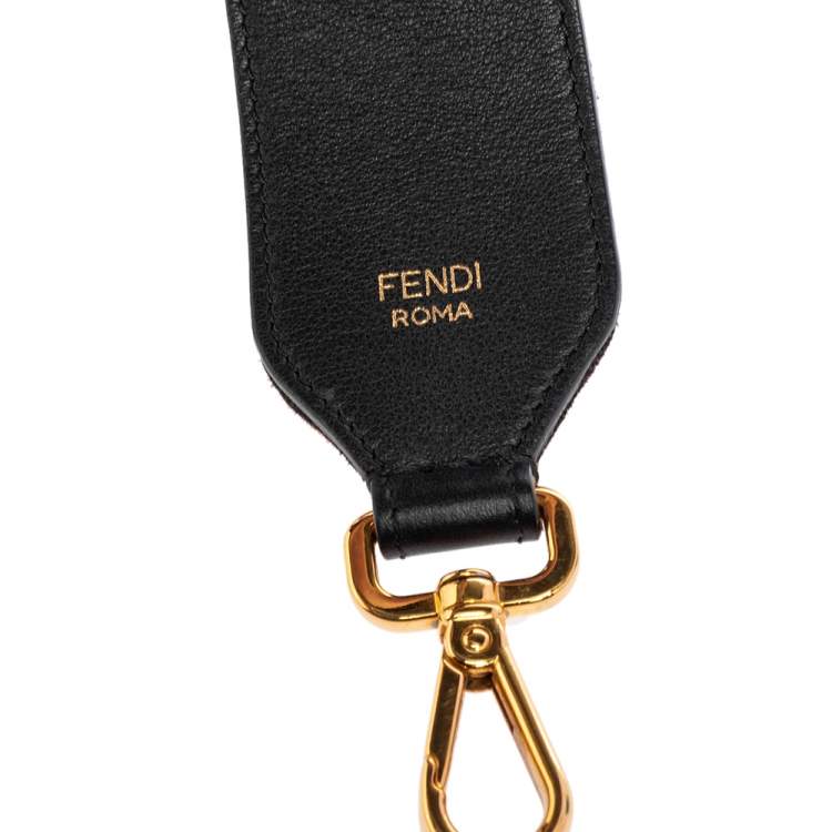 Pre Owned Fendi Brown/Black Zucca Velvet Strap You Shoulder Bag Strap