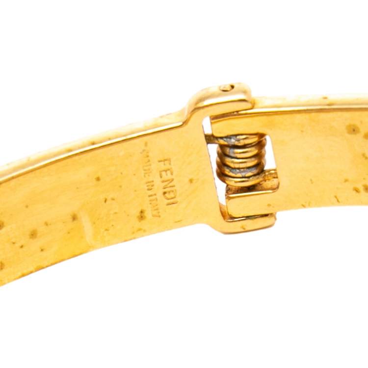 Pre Owned Fendi The Fendista Bicolor Enamel Gold Tone Bracelet L
