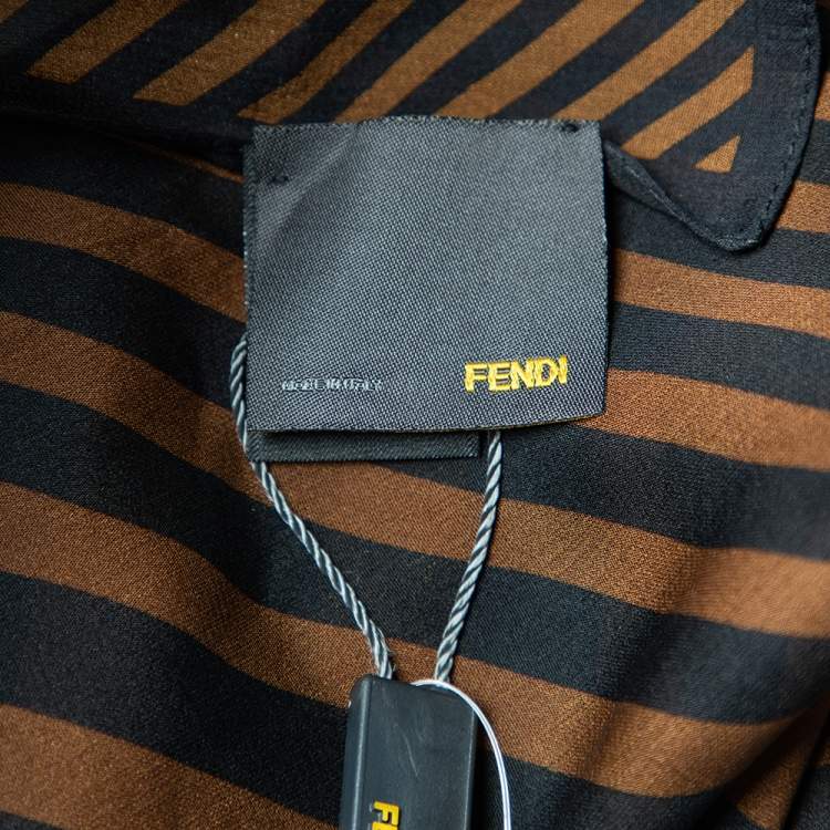Pre Owned Fendi Brown Degraded Lines Print Silk Crepe Stole 