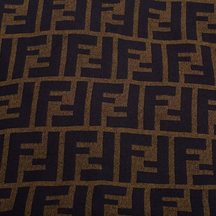 Pre Owned Fendi Brown Zucca Monogram Print Silk Scarf