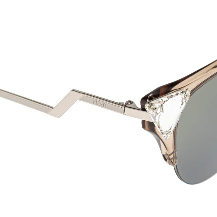 مملوكة مسبقًا Fendi Brown Acetate FF 0041/S Iridia Mirror Cat Eye Sunglasses