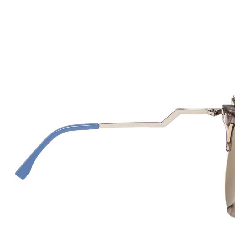 مملوكة مسبقًا Fendi Brown Acetate FF 0041/S Iridia Mirror Cat Eye Sunglasses