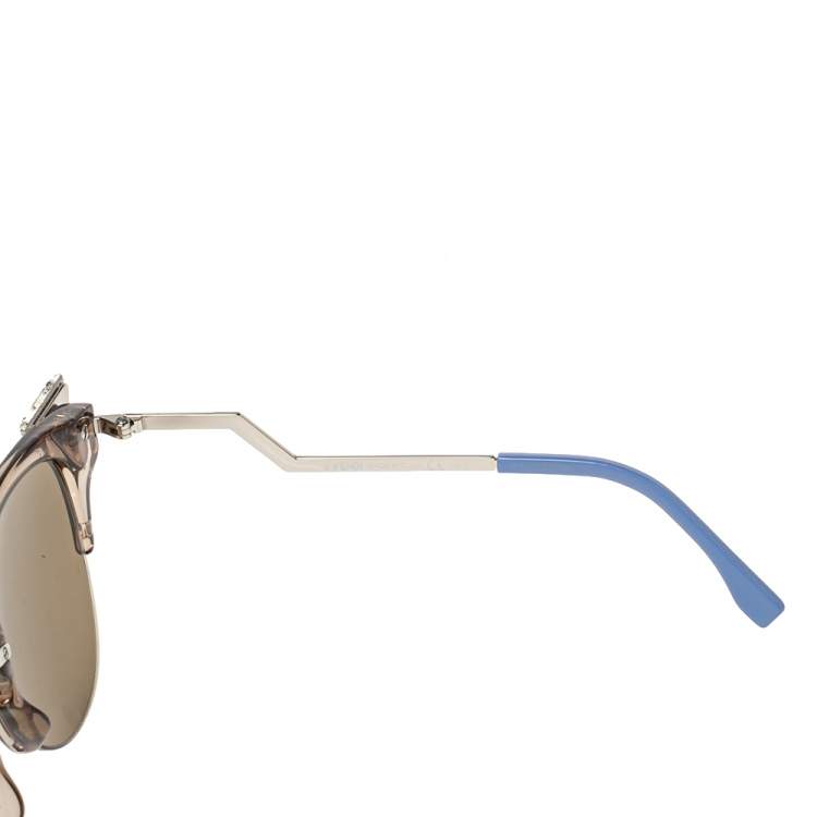 مملوكة مسبقًا Fendi Brown Acetate FF 0041/S Iridia Mirror Cat Eye Sunglasses