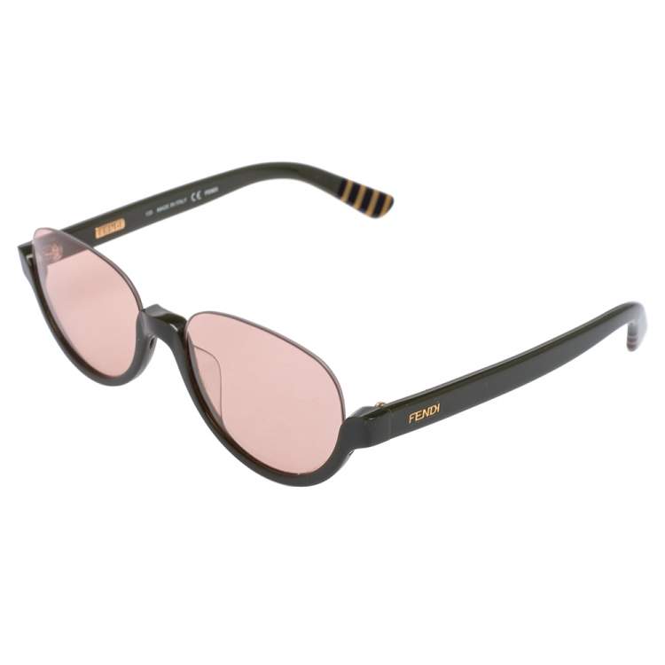 Pre Owned Fendi Pink/Green Acetate FS5326 Half Rim Sunglasses