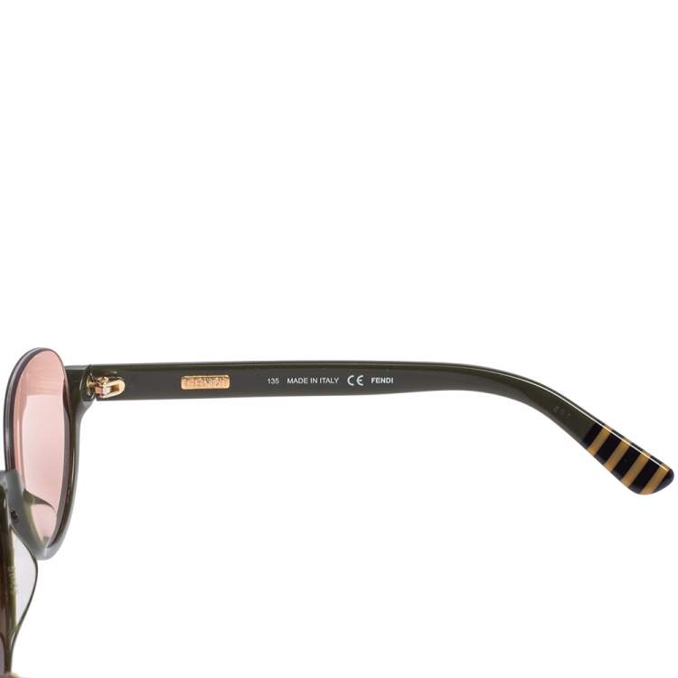Pre Owned Fendi Pink/Green Acetate FS5326 Half Rim Sunglasses