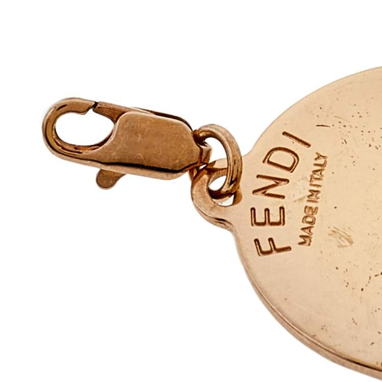 Pre Owned Fendi Identification Gold Tone Crystal 'R' Charm 