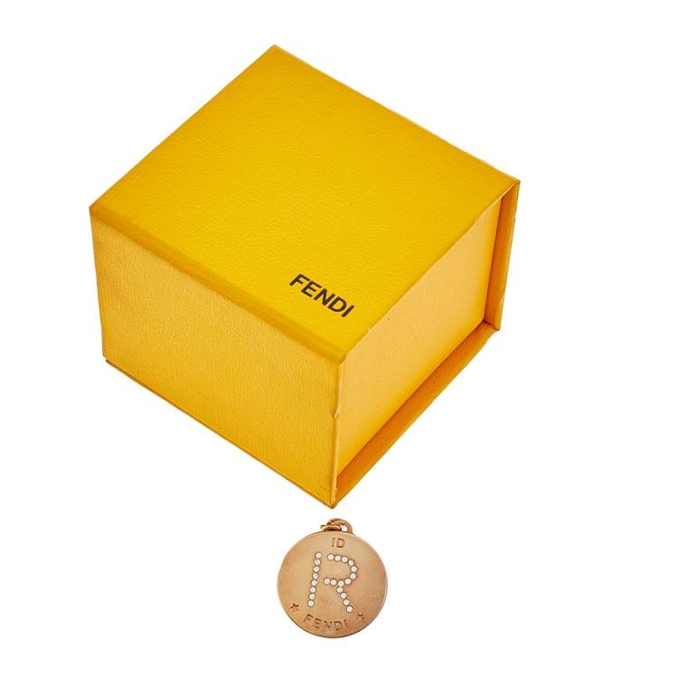 Pre Owned Fendi Identification Gold Tone Crystal 'R' Charm 