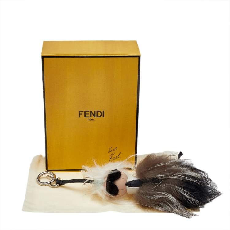 Pre Owned Fendi Multicolor Fur and Leather Karlito Bag Charm 