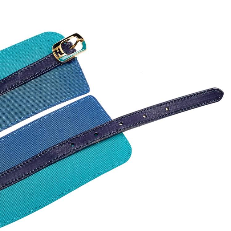Pre Owned Fendi Multicolor Nylon and Leather Wide Waist Belt 85cm