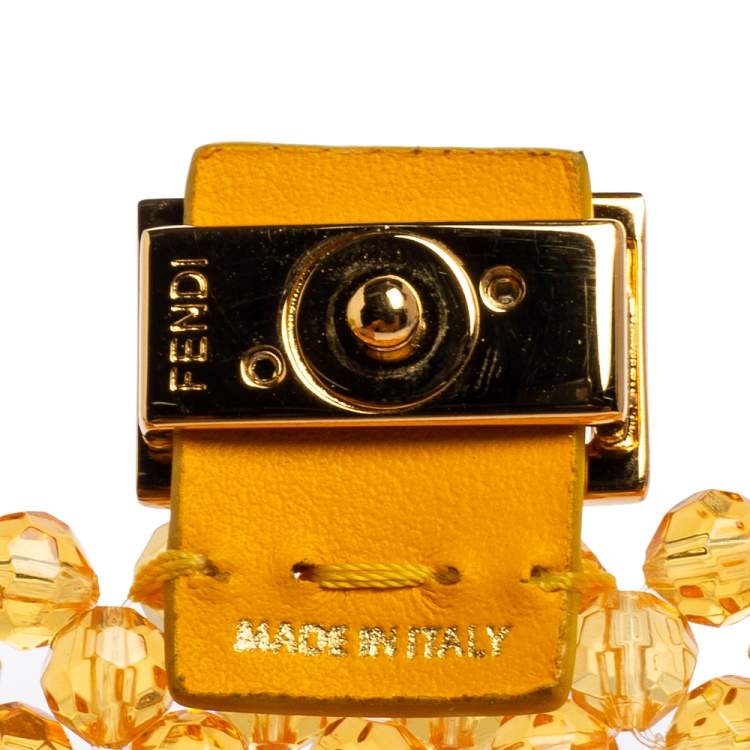 Pre Owned Fendi Orange Beads Pico Baguette Airpods Case