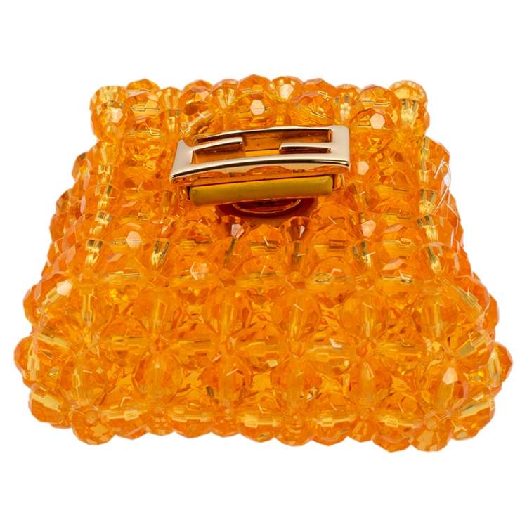 Pre Owned Fendi Orange Beads Pico Baguette Airpods Case