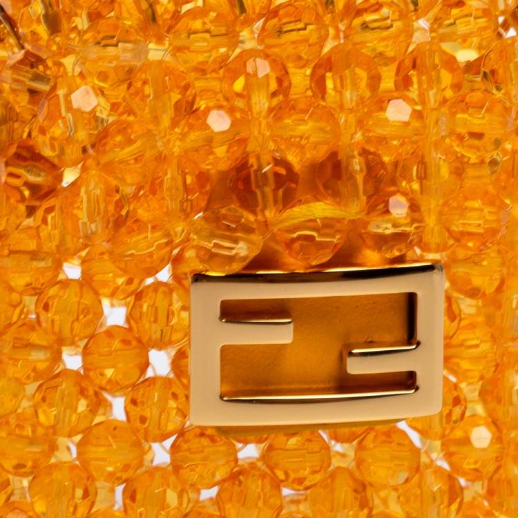 Pre Owned Fendi Orange Beads Pico Baguette Airpods Case