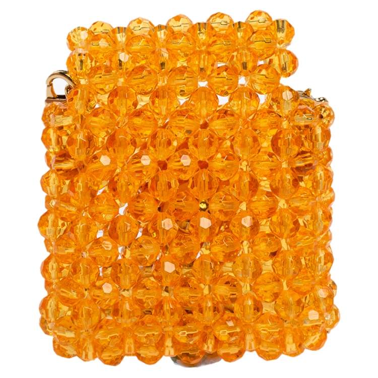 Pre Owned Fendi Orange Beads Pico Baguette Airpods Case