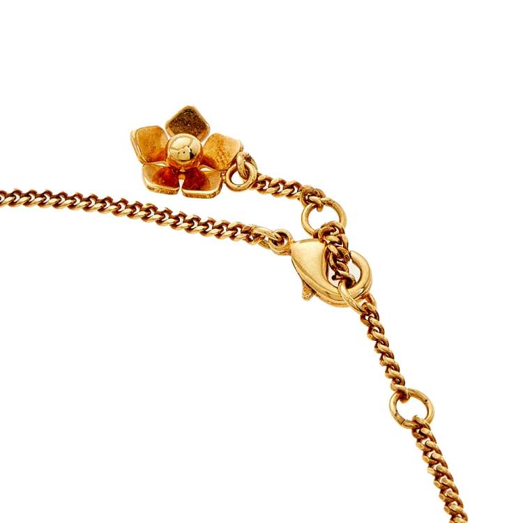 Pre Owned Fendi Two-Tone Blossom Pendant Necklace