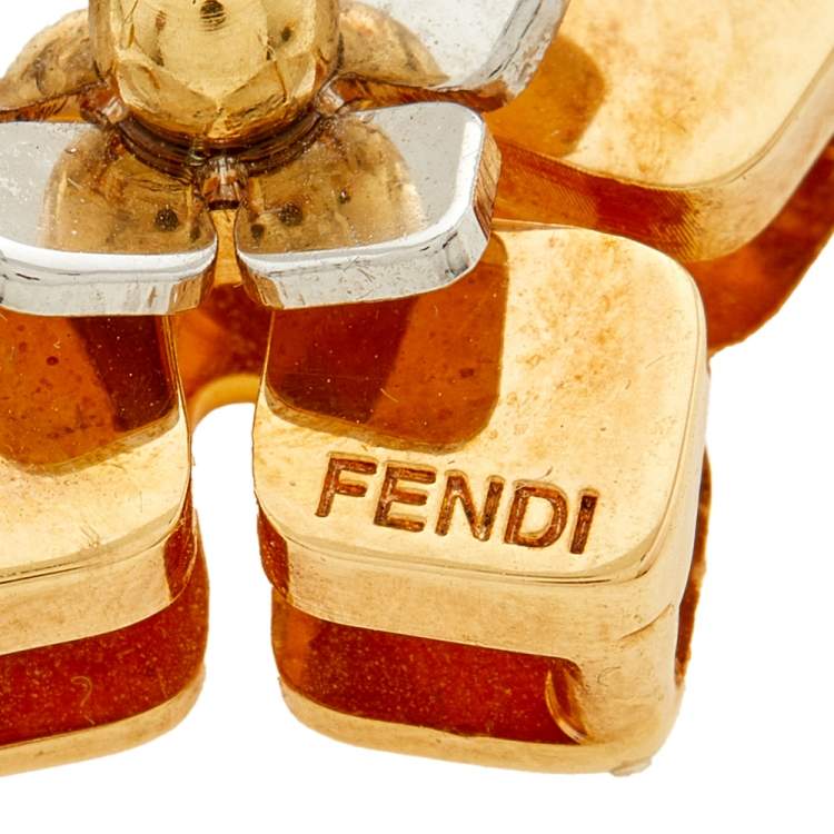 Pre Owned Fendi Two-Tone Blossom Pendant Necklace