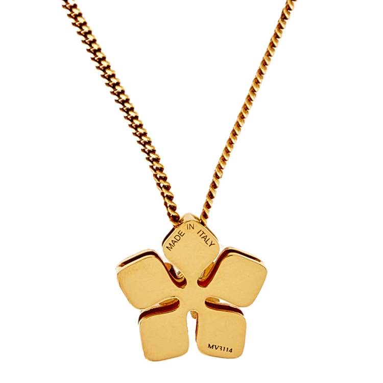 Pre Owned Fendi Two-Tone Blossom Pendant Necklace