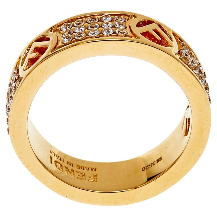 Pre Owned Fendi Gold Tone F Is Fendi Ring S