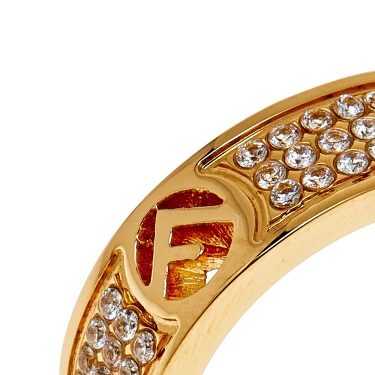Pre Owned Fendi Gold Tone F Is Fendi Ring S