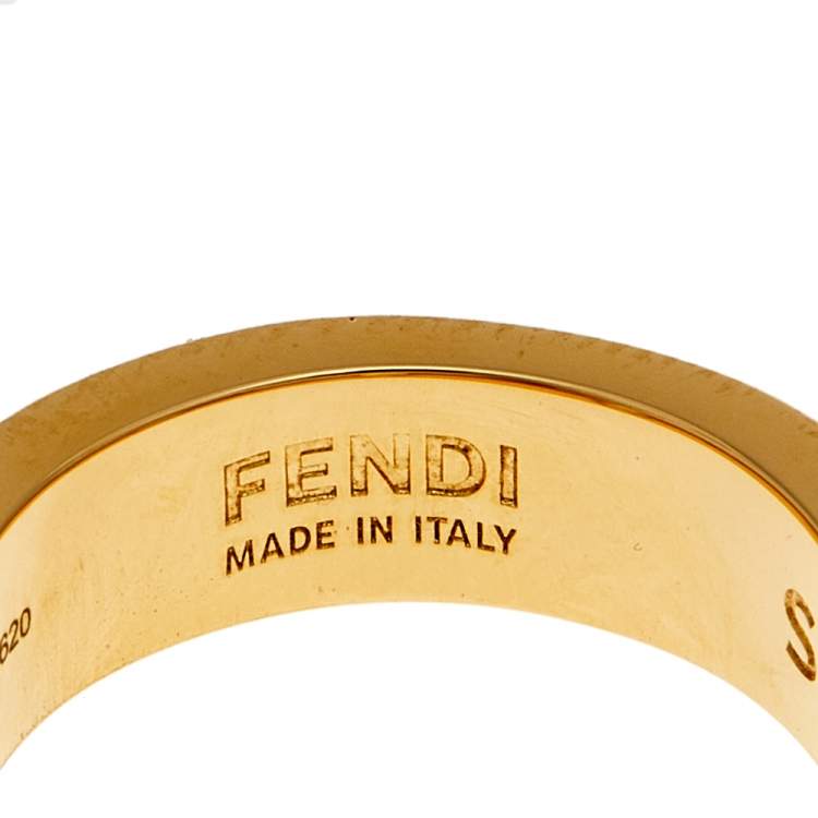 Pre Owned Fendi Gold Tone F Is Fendi Ring S