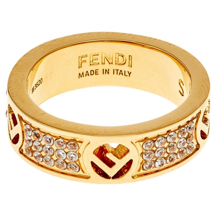 Pre Owned Fendi Gold Tone F Is Fendi Ring S