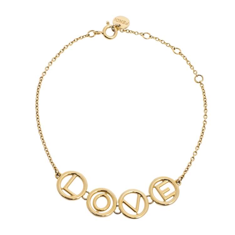 Fendi Gold Tone Love Charm Bracelet Fendi | The Luxury Closet