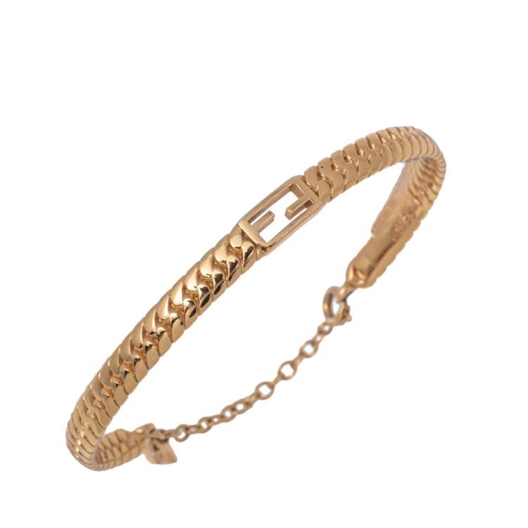 FENDI Fendi Gold Tone Baguette Bag Charm Bracelet