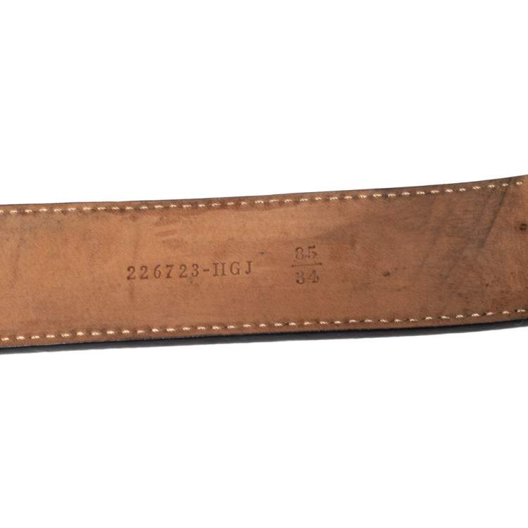 Pre Owned Fendi Black Leather FF Logo Buckle Belt 85CM