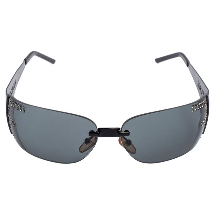 FENDI EYEWEAR Crystal-embellished square-frame acetate sunglasses