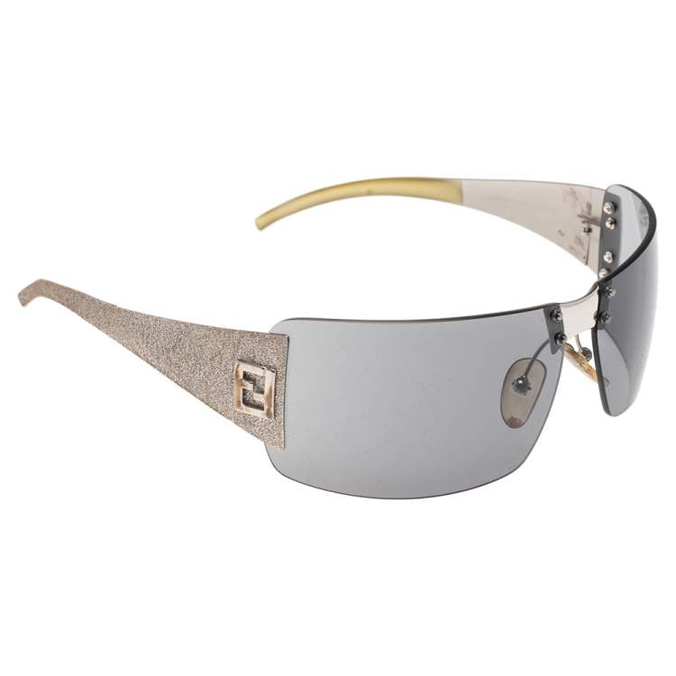 Fendi Black Acetate FS340 Shield Sunglasses Fendi
