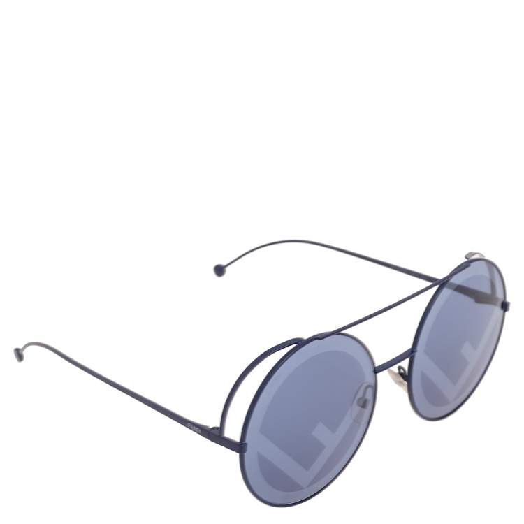 fendi blue round sunglasses