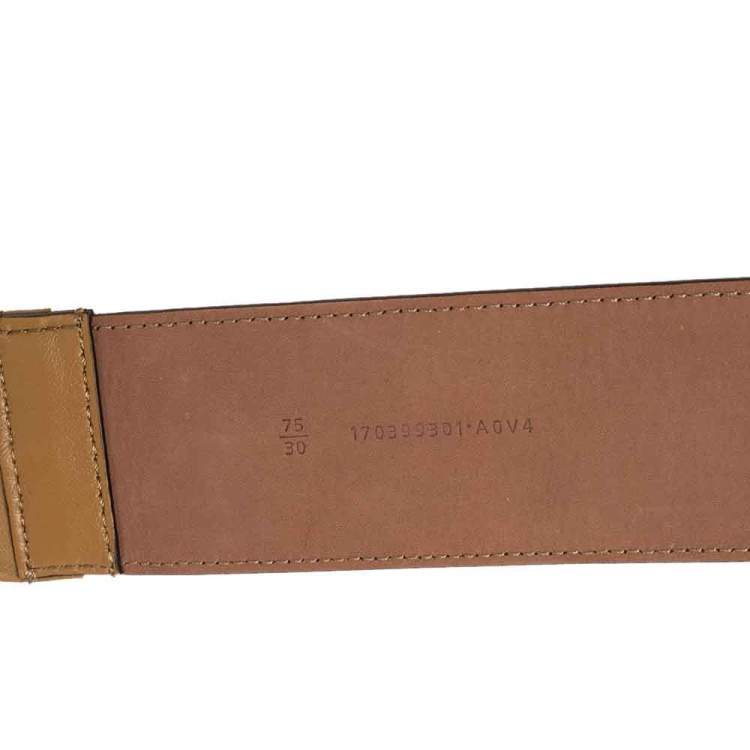 مملوكة مسبقًا Fendi Tan Zucca Velvet and Stretch Leather Waist Belt 75CM