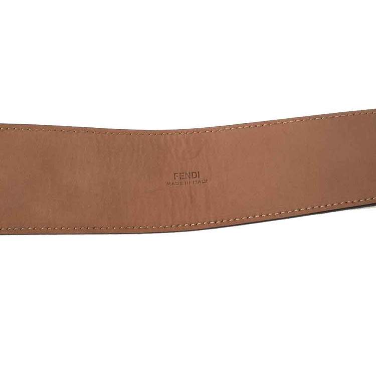 مملوكة مسبقًا Fendi Tan Zucca Velvet and Stretch Leather Waist Belt 75CM