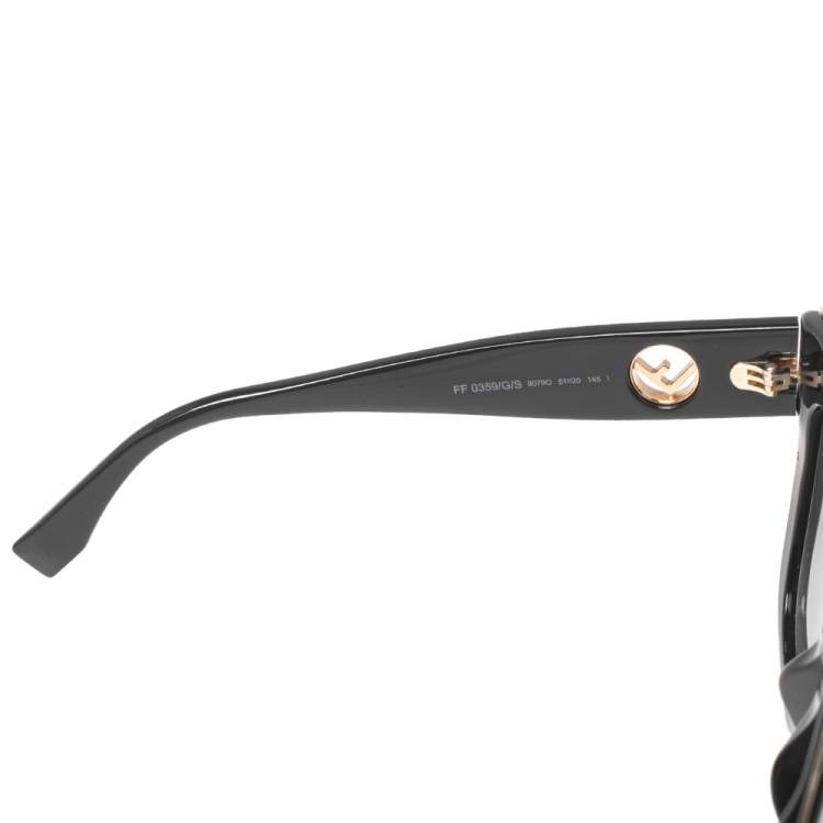 Pre Owned Fendi Black/ Grey Gradient FF 0359/G/S Square Sunglasses