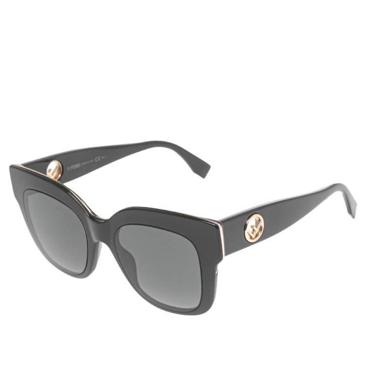 Pre Owned Fendi Black/ Grey Gradient FF 0359/G/S Square Sunglasses
