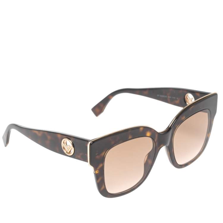 Fendi Brown Havana Brown Gradient FF 0359 G S Square Sunglasses Fendi The Luxury Closet