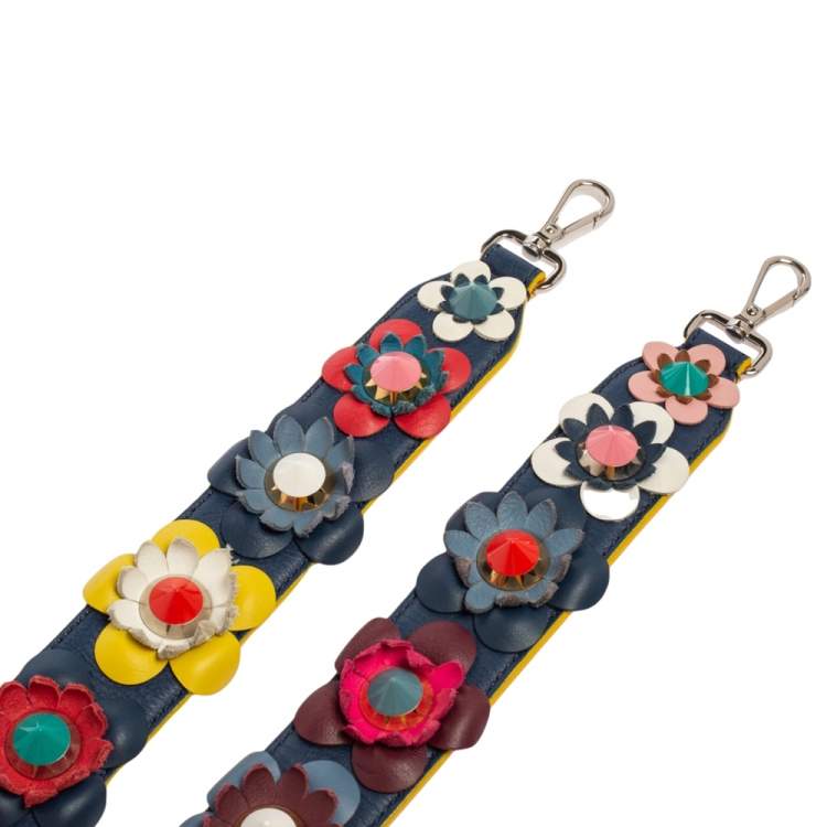 Pre Owned Fendi Multicolor Leather Flowerland Strap You Shoulder Bag Strap