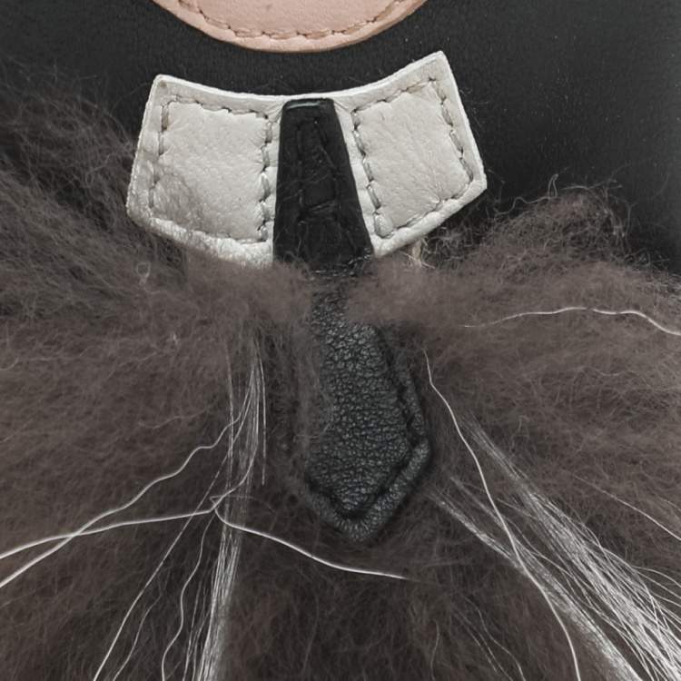 Pre Owned Fendi Black Leather and Fox Fur Karlito iPhone 6 Case