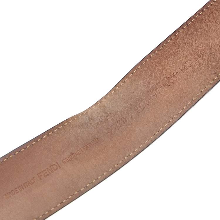 Pre Owned Fendi Black Leather FF Logo Belt 95CM