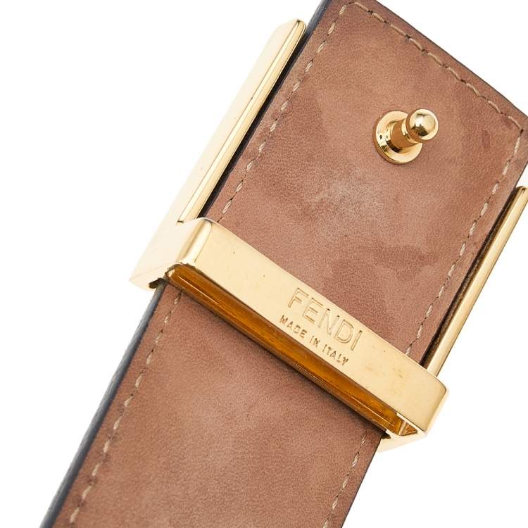 Pre Owned Fendi Black Leather FF Logo Belt 95CM