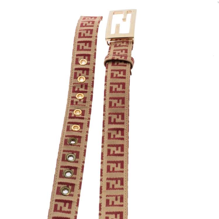 Pre Owned Fendi Pink Zucchino Canvas FF Buckle Belt 95CM