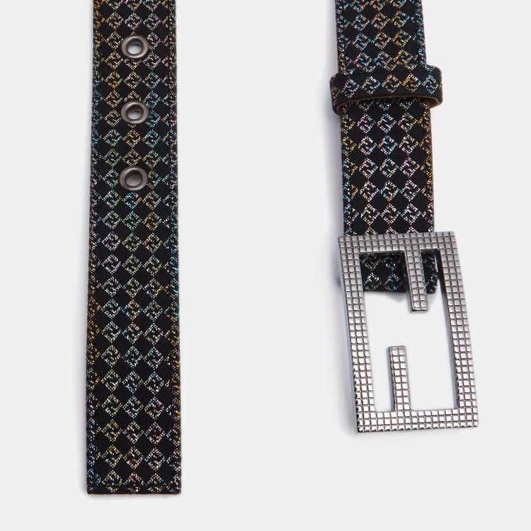 Pre Owned Fendi Multicolor Printed Fabric FF Buckle Belt 95CM