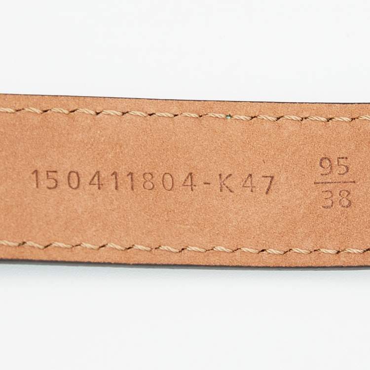 Pre Owned Fendi Turquoise Blue Leather Buckle Belt 95 CM