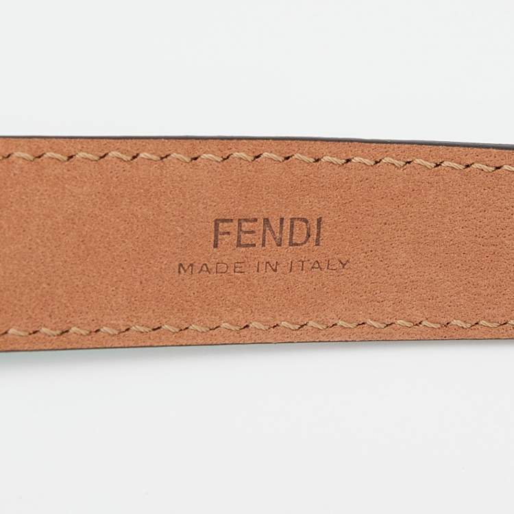 Pre Owned Fendi Turquoise Blue Leather Buckle Belt 95 CM