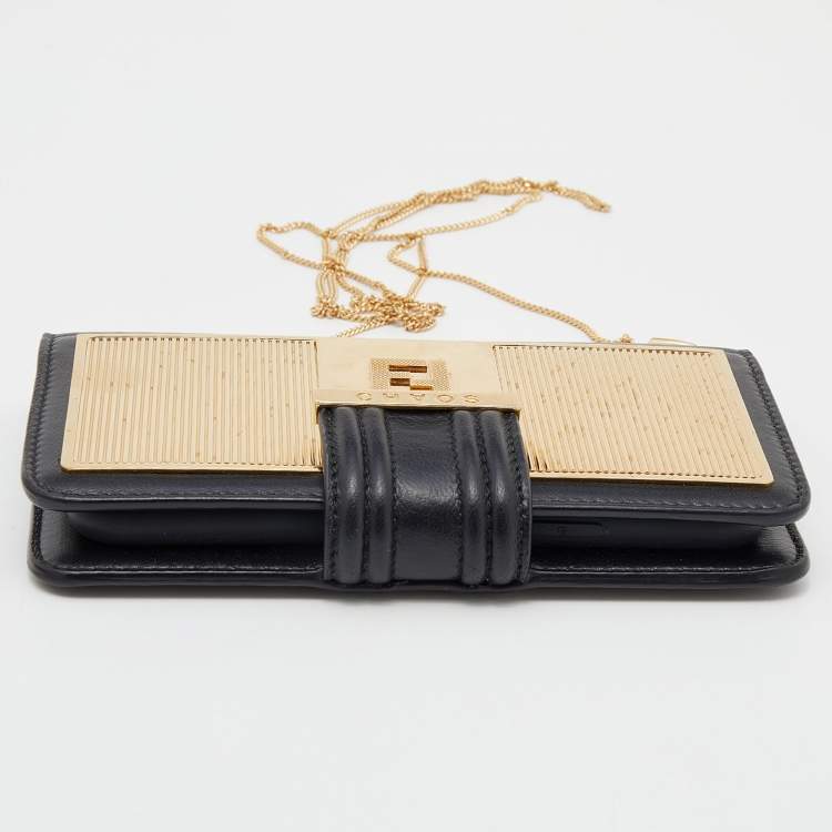 Pre Owned Fendi x Chaos Black Leather iPhone 11 Pro Phone Case