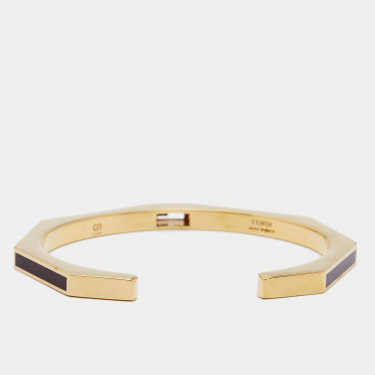 Pre Owned Fendi Burgundy Enamel Baguette Bracelet S