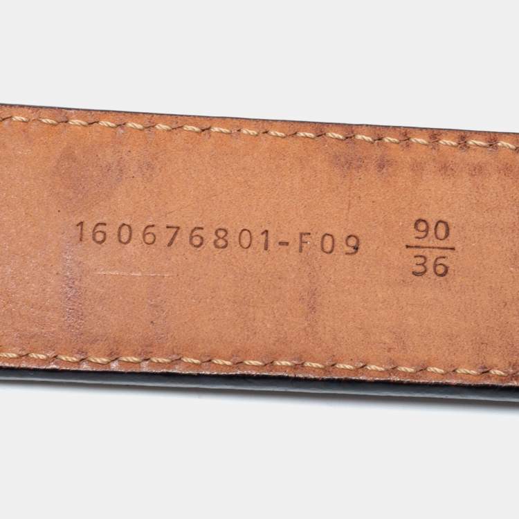 Pre Owned Fendi Black Leather Monster Buckle Belt 90 CM