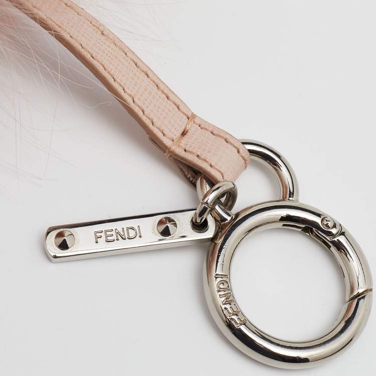 Pre Owned Fendi Pink Fox Fur Pom Pom Bag Charm