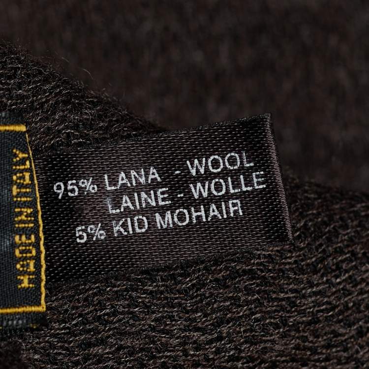 Pre Owned Fendi Vintage Brown Logo Wool Scarf